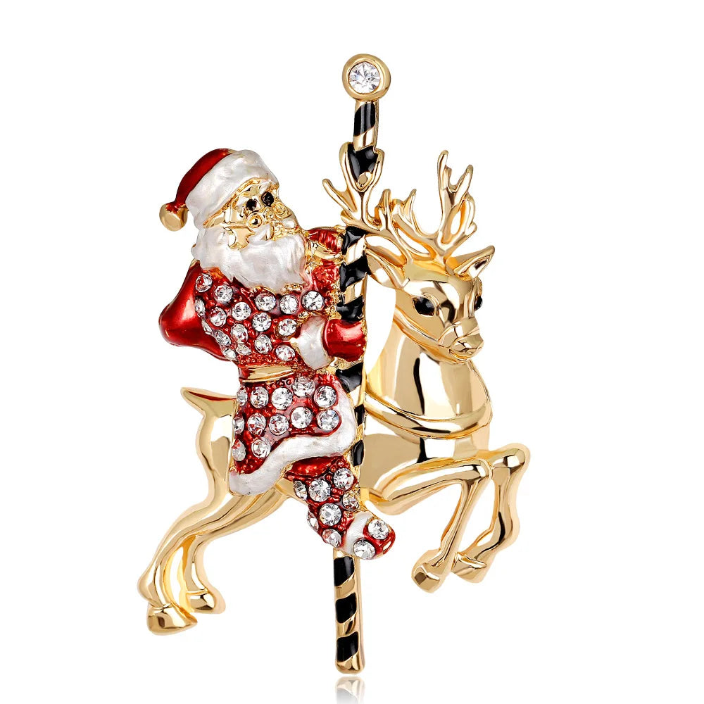 2025 Crystal new fashion Christmas tree reindeer brooches luxury women zircon brooch