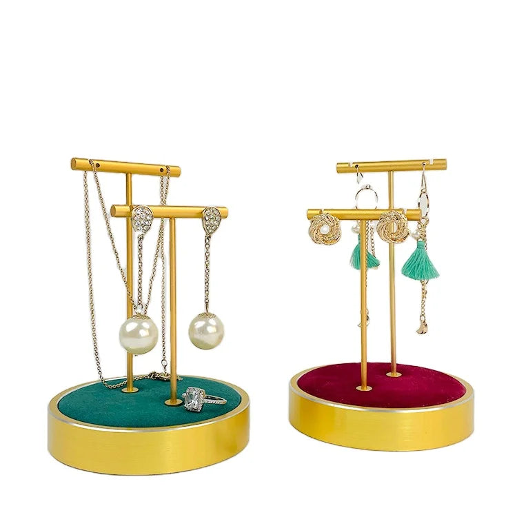 Premium 2 Pcs T Bar Display Earring Holders Earrings Display Stand for Jewelry with Round Base