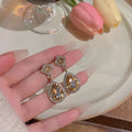 925 Silver Post French Vintage Drop Earrings  Women Temperament Earrings Round Water Drop Zircon Simple Stud Earrings Gifts