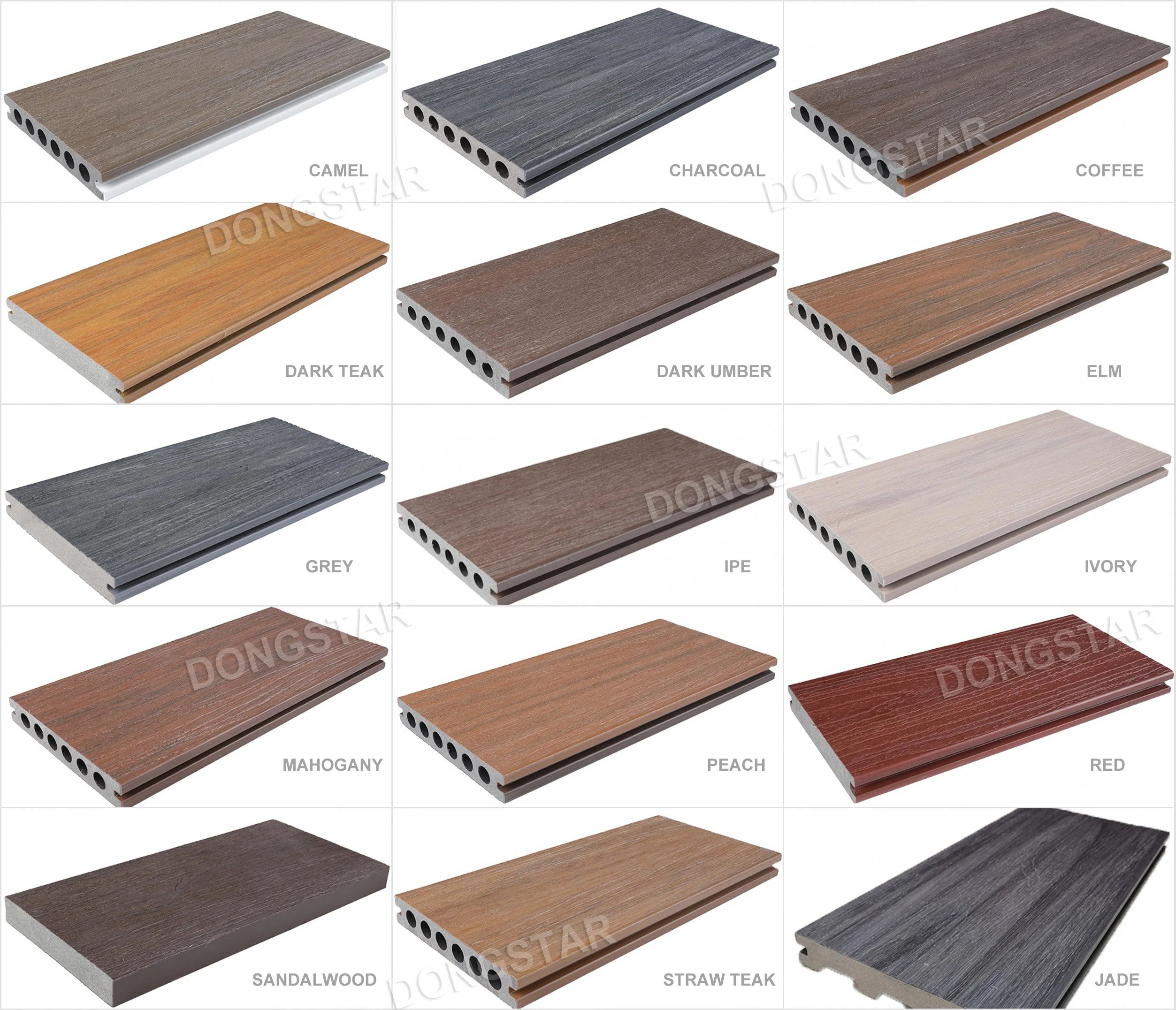2 Faces Different Color  WPC Wood Plastic Composite Decking Exterior Flooring Co-extrusion Grey Jade IPE ELM EU US Top Quality