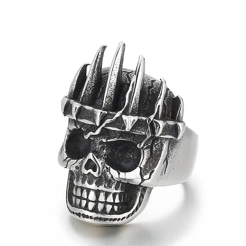 Punk Skull Man Ring Gothic Silver Man Jewelry Stainless Steel Man Ring Jewelry Gift for Husband