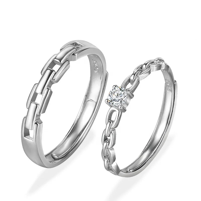 JQ44 Adjustable Ring Zircon 925 Sterling Silver Party Engagement Open Rings Jewelry Simple Fashion Crystal Classic Heart Ring