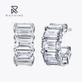 Rochime Emerald Cut Cz Stud Earrings S925 Silver Rhodium Plated 5a Zircon Jewelry for Women