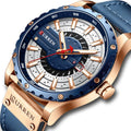 Dropshipping 48mm Alloy Genuine Leather Men's Quartz Watch Luminous Hands Water Resistant Calendar Sport Fashion Style Glass