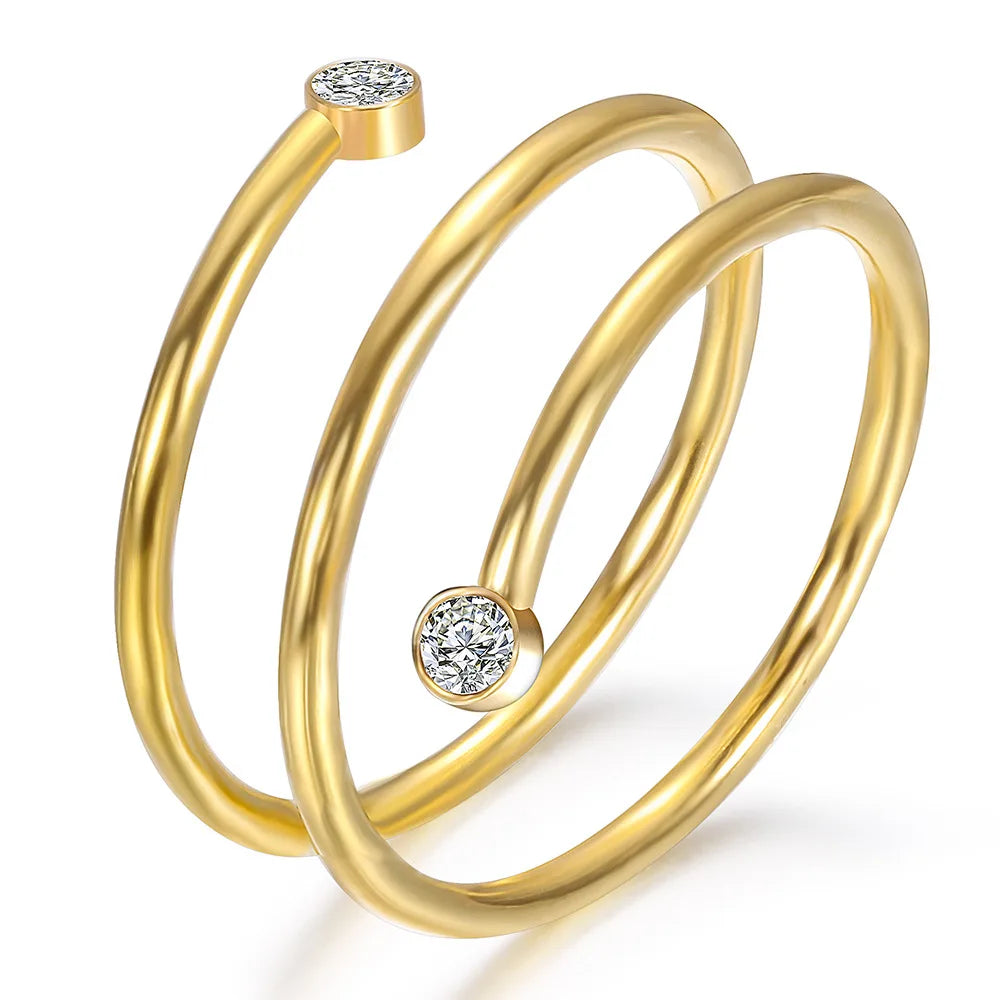 Nabest Stainless Steel Layers Rhinestone Charm Women Ring Jewelry Waterproof PVD Plated Personalized Finger Rings