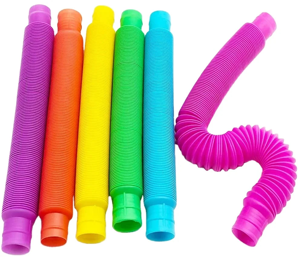 KK New Multi-Color Popping Tube Sensory Toys DIY Tube Toy for Toddlers Inflatable Toy Accessories for Fine Motor Skills Fidget