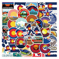 50Pcs American Colorado State Flag Graffiti Stickers for Phone Laptop Wall Waterproof Vinyl Map Sticker
