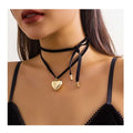 Hot Sale Women's Vintage Style Long Flannel Rope Heart Pendant Necklace Multi-Layer Pull-Out Design