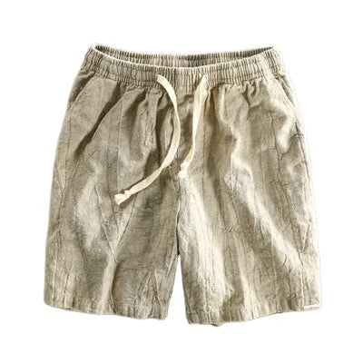 Men'S Summer Loose Vintage Wash Shorts Plain Soft Streetwear Fashion Drawstring Casual Linen Cotton Beach Shorts