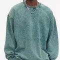 Wholesale 420gsm Washed Men's Round Neck Hoodie Heavy Loose Blank Street Retro Coat