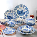 Classic Good Quality European Blue Castle Series Ceramic Dessert Plate Dinner Plate
