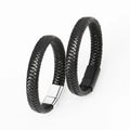 Classic Retro Woven Leather Bracelet With Stainless Steel Magnetic Buckle Fashion Charm  Bracelets for Men