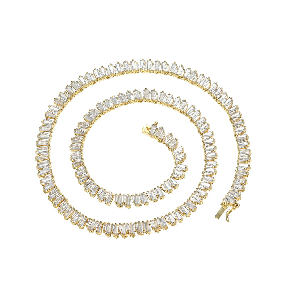 BC166 Iced Out Irregular Shape CZ Tennis Chain Necklace for Men Fashion Jewelry