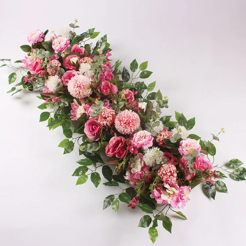 Customized Road Lead Strip White Flower Row Wedding Table Flower Runner for Wedding Decorations