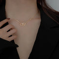 Fashion Design Gold Plated Light Luxury Necklace 2021 Stainless Steel Double Heart Necklace