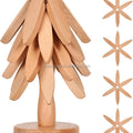 Modern Style 4-Pack Sapeli Wooden Hot Dish Coasters Christmas Tree-Shaped with Engraving for Home Decorative Use