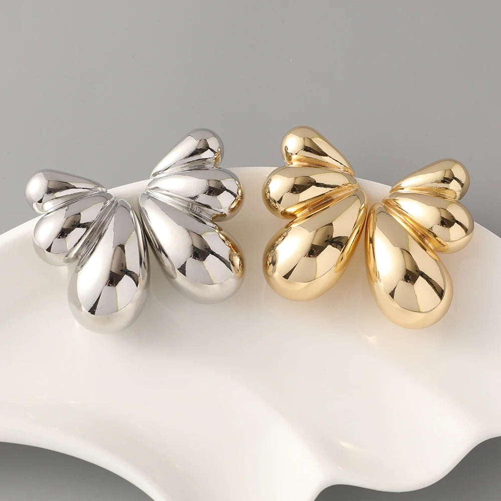 Statement Gold Plated Water Drop Geometric Earrings Fashion Three Water Drop Earrings Jewelry Women