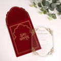Custom Gold Foil Clear Acrylic Invitation With Red Velvet Envelope Wedding Cards for Wedding