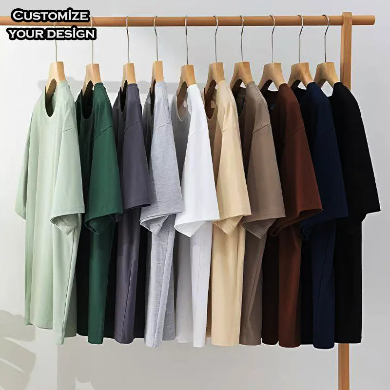 Manufacturer's Custom 100% Cotton Men's Oversize T-Shirt Heavyweight Solid Pattern Streetwear Silk Screen Printed 220g