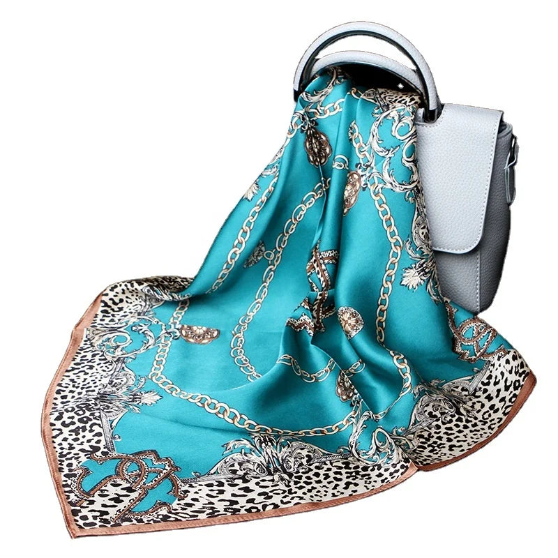 Spring Fashion Custom Print  Silk Scarf 53*53 Square Silky Stripe Scarf 100% Percent Silk Scarf