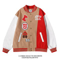 Custom Satin Letterman Baseball Varsity Jackets with Stand Collar 100% Cotton Hip-Hop Style Contrast Color Stitching