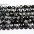 Wholesale Natural Snowflake Obsidian Round Loose Beads for Jewelry Making Design