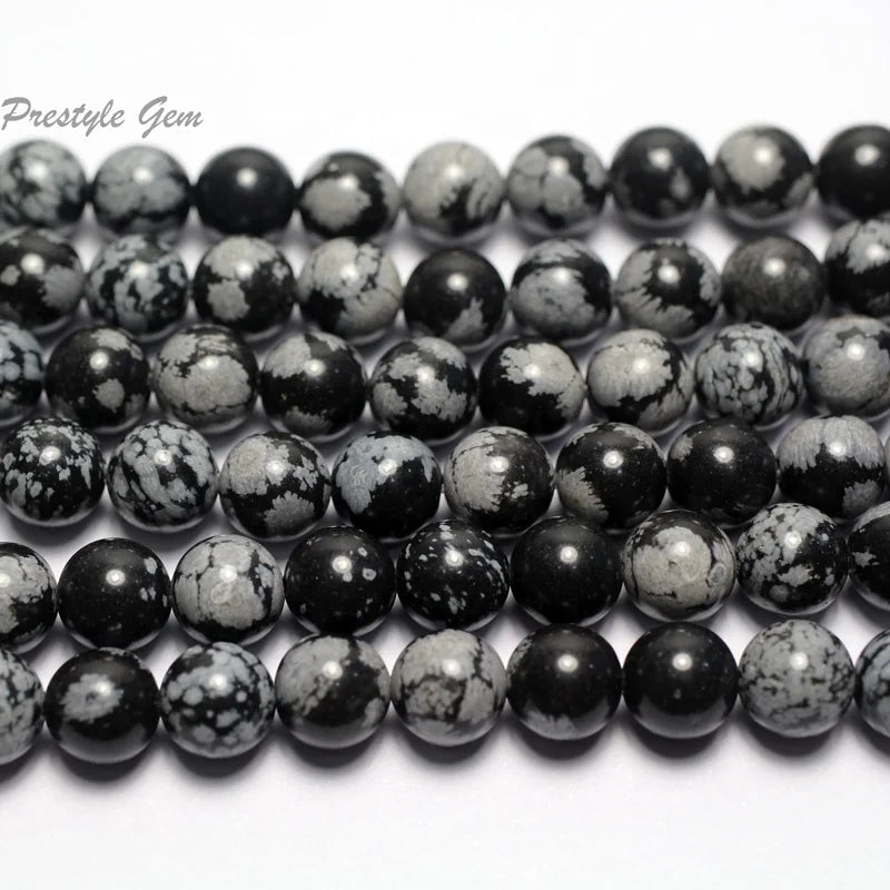 Wholesale Natural Snowflake Obsidian Round Loose Beads for Jewelry Making Design