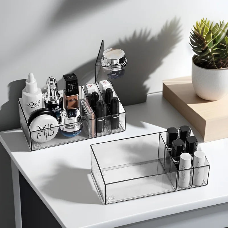 Multi-Functional Transparent Makeup Organizer Storage Box with Easy Viewing Access for Desktop or Bedroom
