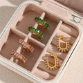 New Arrivals Bling Rectangle Cubic Zirconia CZ Open Hoop Huggie Earrings Stainless Steel 18k Gold Plated Jewelry for Women