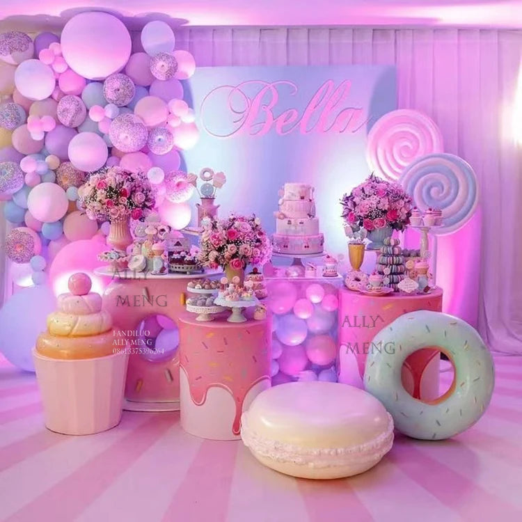 Candy Land Birthday Decoration Fiberglass Giant Cotton Candy Lollipop Sculpture Display Props