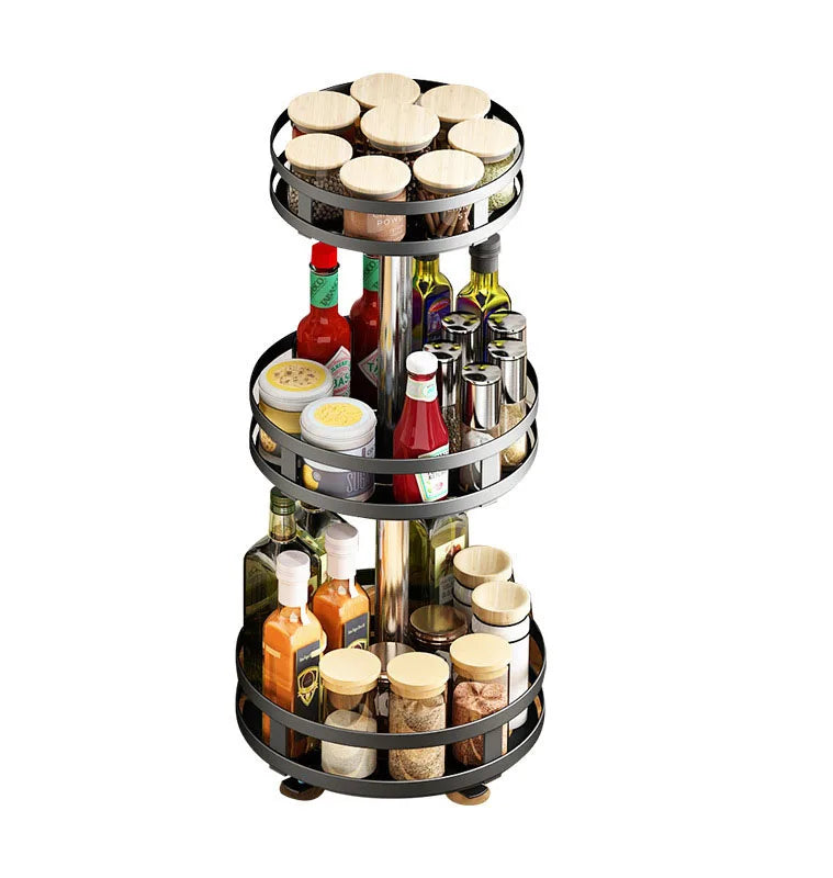 Kitchen Seasoning Rack Sorting Self Countertop Multi Layer Rotating Storage Organizer