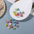 Wholesale DIY Handmade Ceramic Bracelet Beads Colorful Flower Shaped Flat Beads Loose Beads Hand String Jewelry Findings White