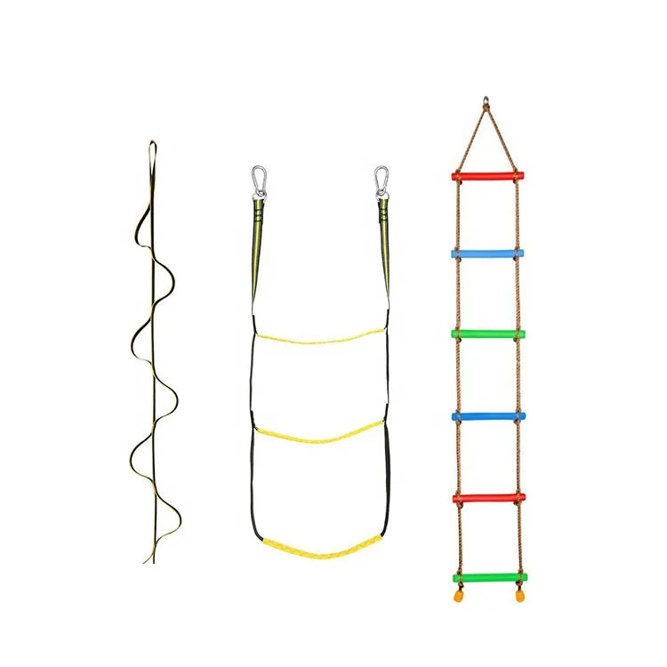 Lightweight Plastic Kids Swing Set with Climbing Rope Ladder and Spring Hooks Safe Outdoor Playgrounds for Gardens