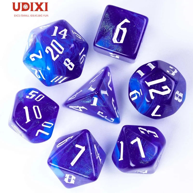 Udixi Plastic Polyhedral Custom Acrylic Dungeons and Dragons Dice Rpg Set Dark Blue