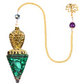 Hot Sale Gold Syn.Malachite Stone Resin Spiritual Pendant and Chain Healing Meditation Divination Exquisite Pendulum Aquat