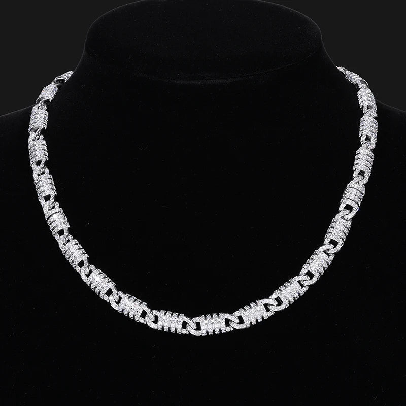 Hot Sale 925 Sterling Silver 8mm VVS Moissanite Design Men Fashion Hip Hop Iced Out Diamond Detachable Link Chain Necklace