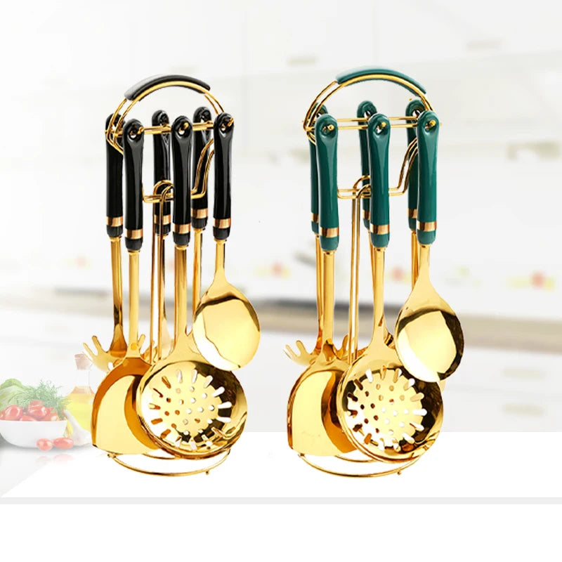 Kitchen Tools Ceramic Handle 7pcs Stainless Steel Kitchen Cooking Utensils Set Kitchenware Set