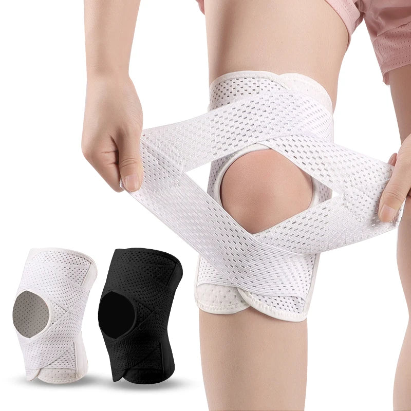 KS-2180#Compression Knee Support With Air Mesh Fabric Knee Straps Absorbent Cloth Knee Brace With Support bar