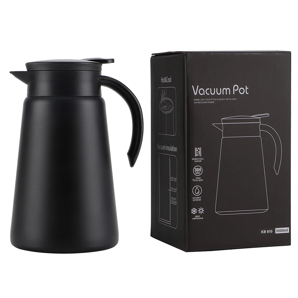 1L Wholesales Double Wall Stainless Steel Vacuum Insulated Water Pot Custom Color Coffee Tea Pot