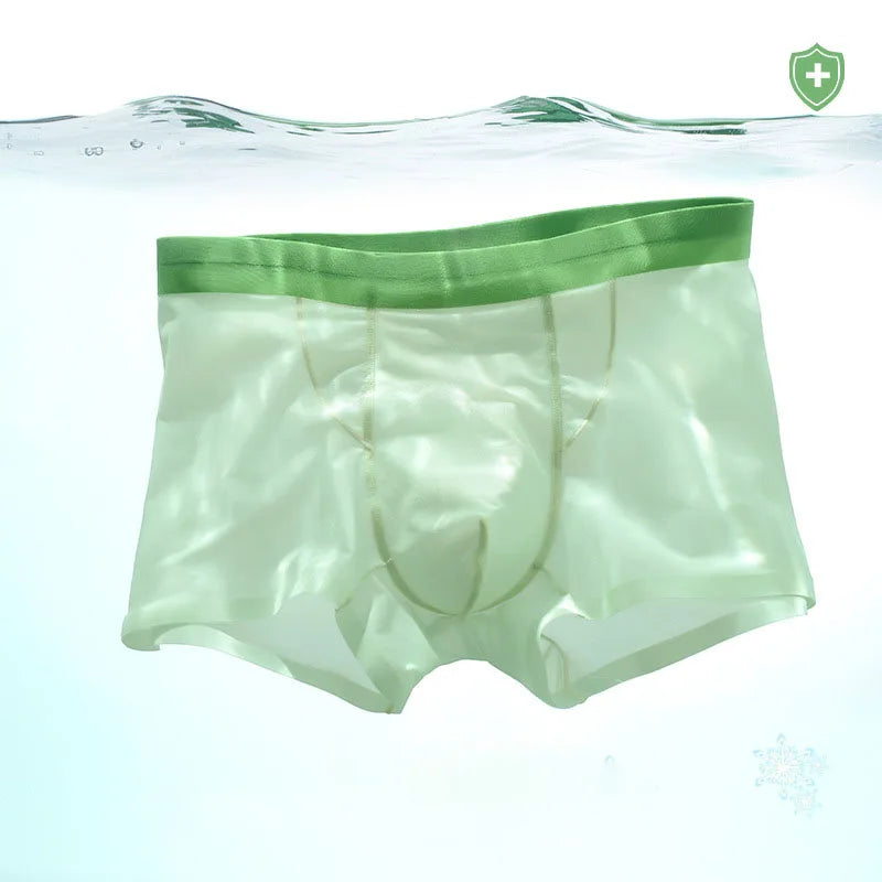 Men's Quick Dry Ice Silk Underwear High Quality Seamless Transparent Boxer Briefs for Summer Daily Comfort MegaBDM