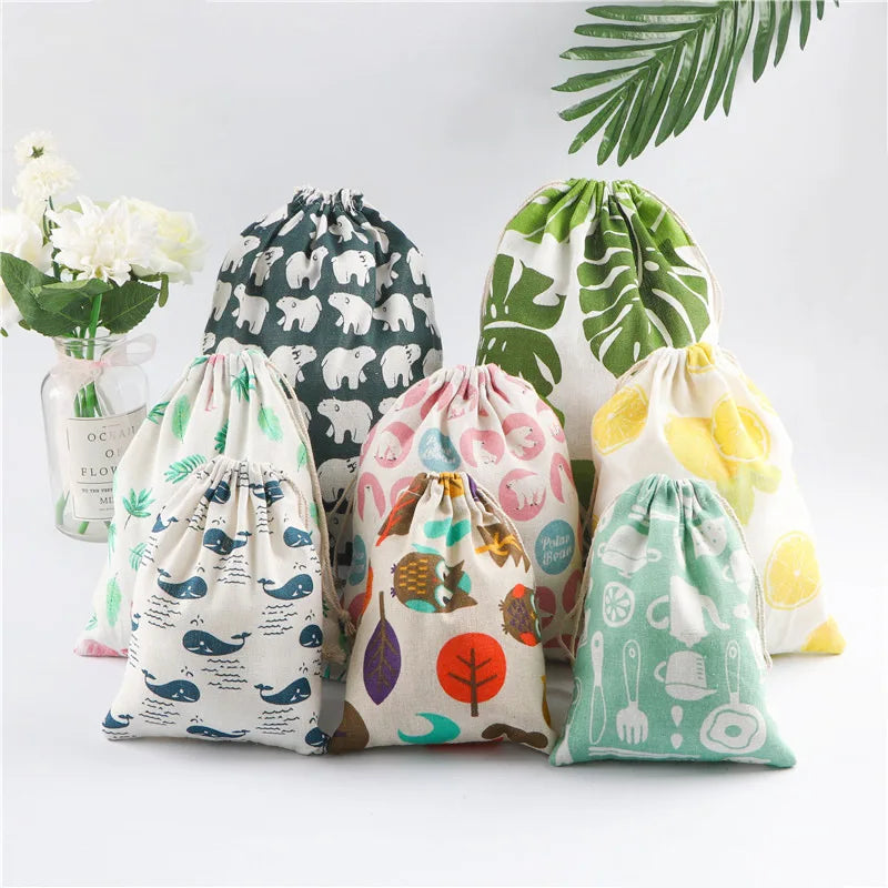 Mini Draw String Shoe Bag Small Foldable Cotton Drawstring Bag Jewelry Storage Pouch With Logo