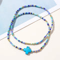 Go2boho Dainty Delicate Women Jewelry Multicolor Glass Beaded Bracelets Lucky Friendship Gifts Blue Shell Cross Stretch Chain