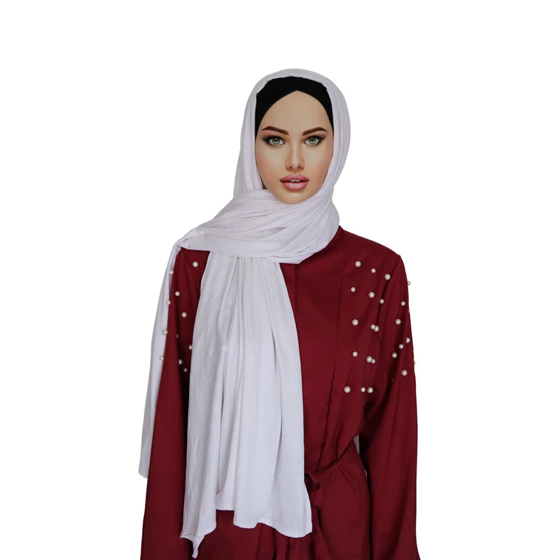 Custom Made High Quality Soft Elastic Plain Hijab Cotton Jersey Muslim Big Size Hijab Shawl Women Scarf