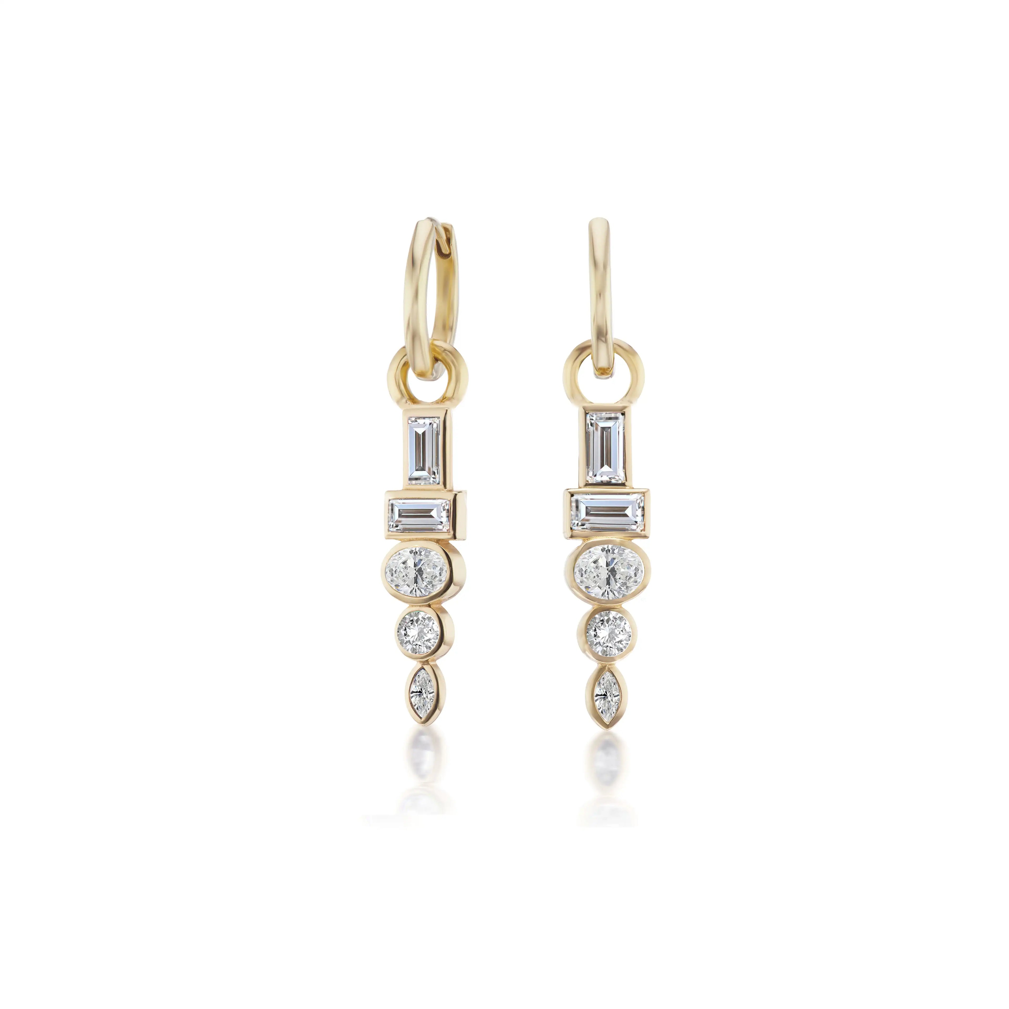 Laodun Hot Selling Fashion S925 Huggie Earrings Simple Design Dangle CZ Diamond Sterling Silver Earrings Vermeil