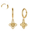 HOVANCI Ready to Ship Stainless Steel 18k PVD Gold Plated Hoop Earrings With Flower Charm Small Hoop Huggie Earrings