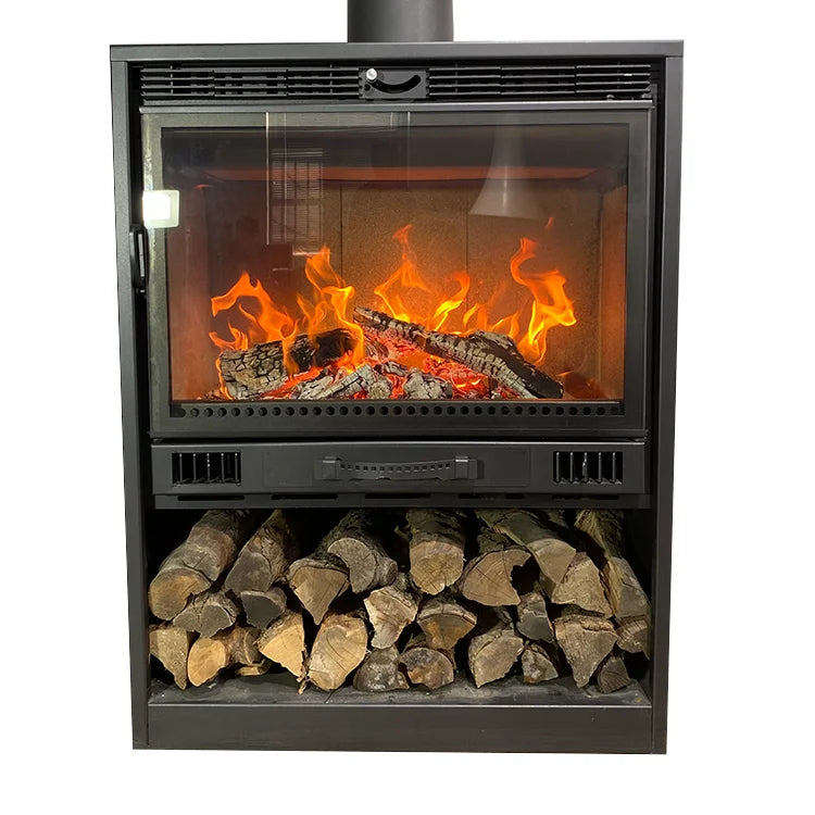 Multifunctional Indoor Freestanding Wood Stove Steel Plate Chip Burner Smokeless Fire Cook Coal Burning Fireplace Heating