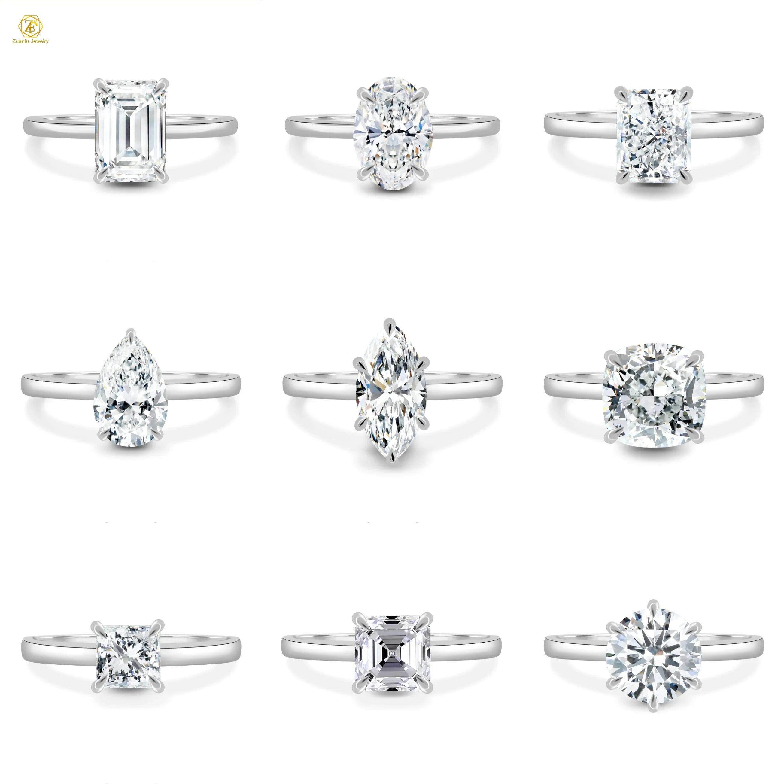 Advanced Customized Fancy Shape Women's 925S 9K 14k 18k Gold Moissanite Diamond Fine Luxury Wedding Solitary Ring for Women