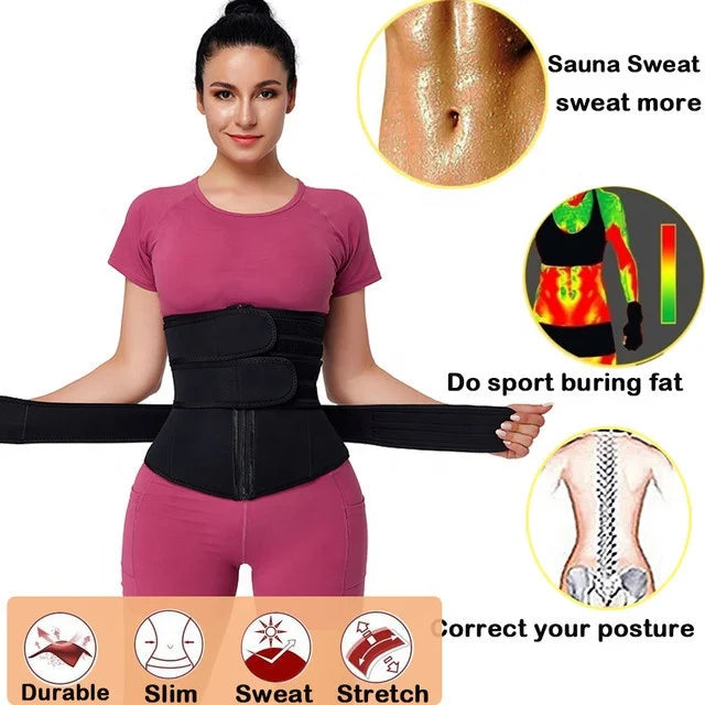 Women Custom 7Steel Bone Sweat Bands Tummy Loss 3 Belt Latex Wide Corset Zipper Waist Trainer Trimmers