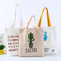 Wholesale Custom Reusable Eco Cotton Canvas Tote Bags Rope Handle Letter for Girls Students Blank Protection Printable Logo