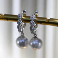 E2207 10-11mm DIY Natural Freshwater Pearl Charm Earrings Mounting Accessory 925 Sterling Silver Gold Plated  Jewelry for Women
